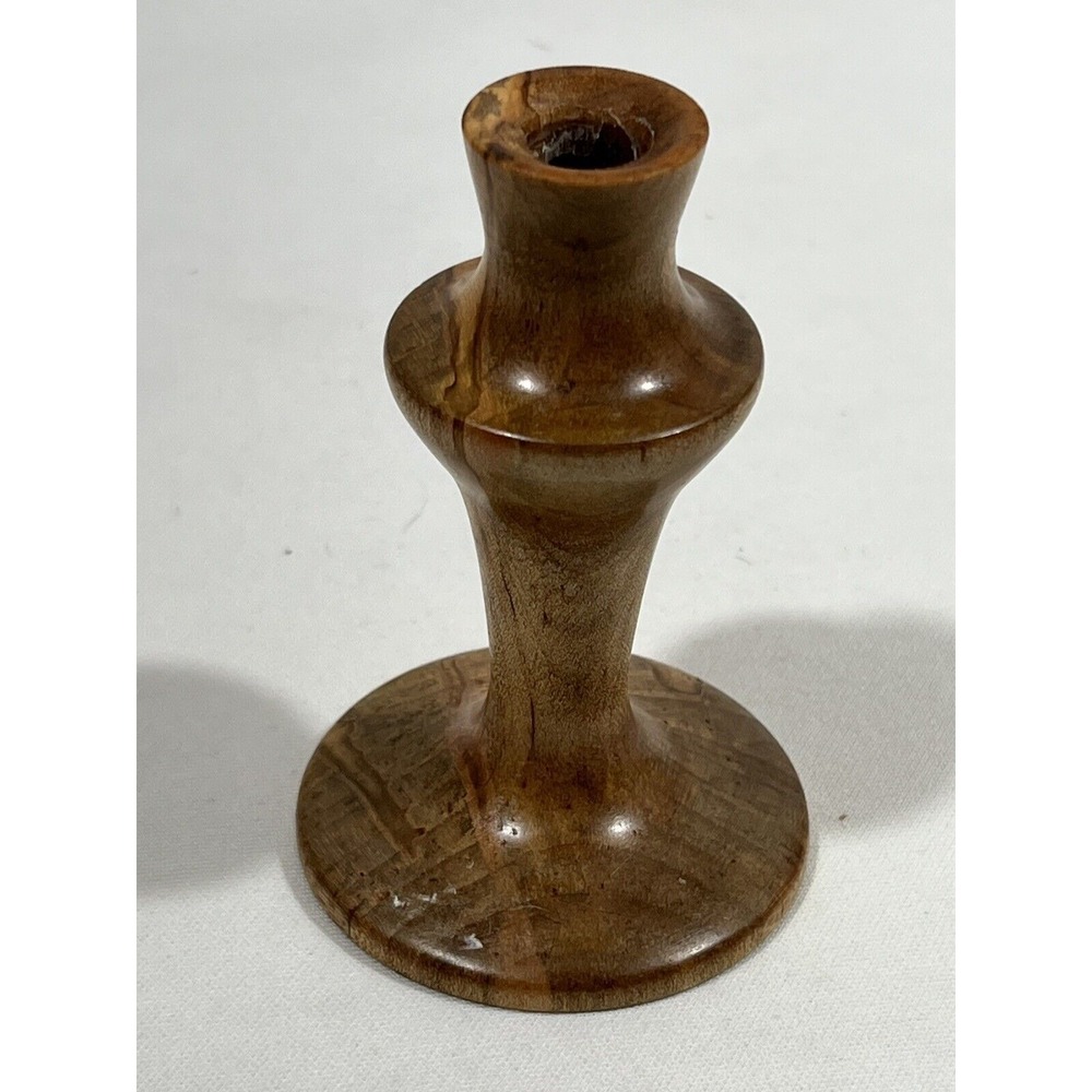 Vintage Wooden Candlestick Holder Hand Carved Cottagecore Farmhouse Decor